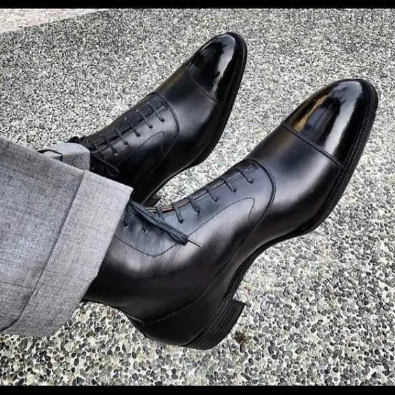 Black Leather Luxury Dress Boots for Men | Marcello Sarto