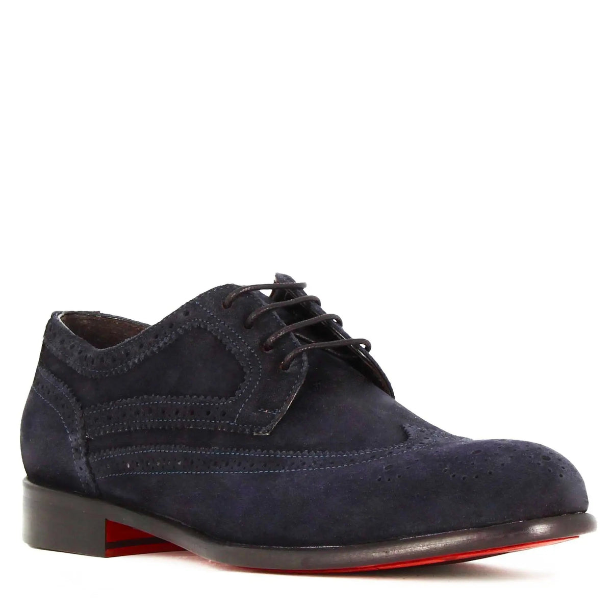 Elegant blue suede Derby shoes for men, actual Marcello Sarto product-only photograph