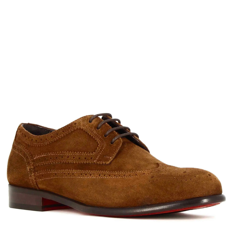 Elegant brown suede derby shoes