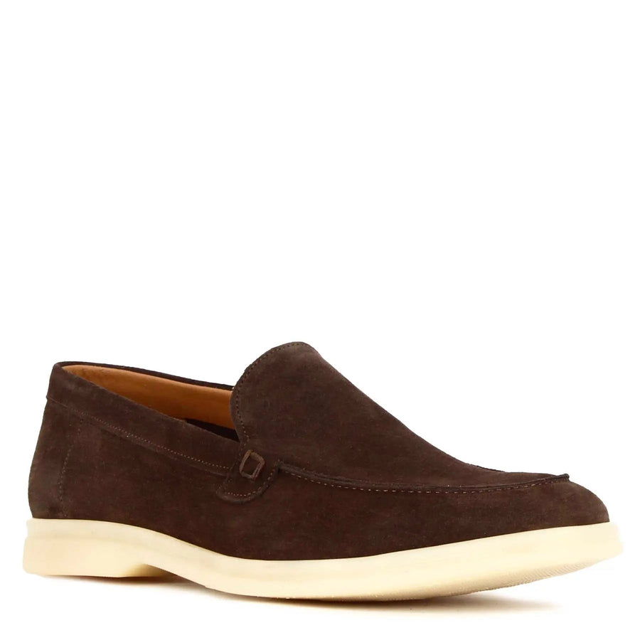 Men's dark brown suede loafers