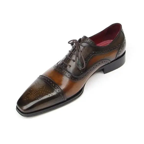 Brown leather wingtip brogue oxford shoes