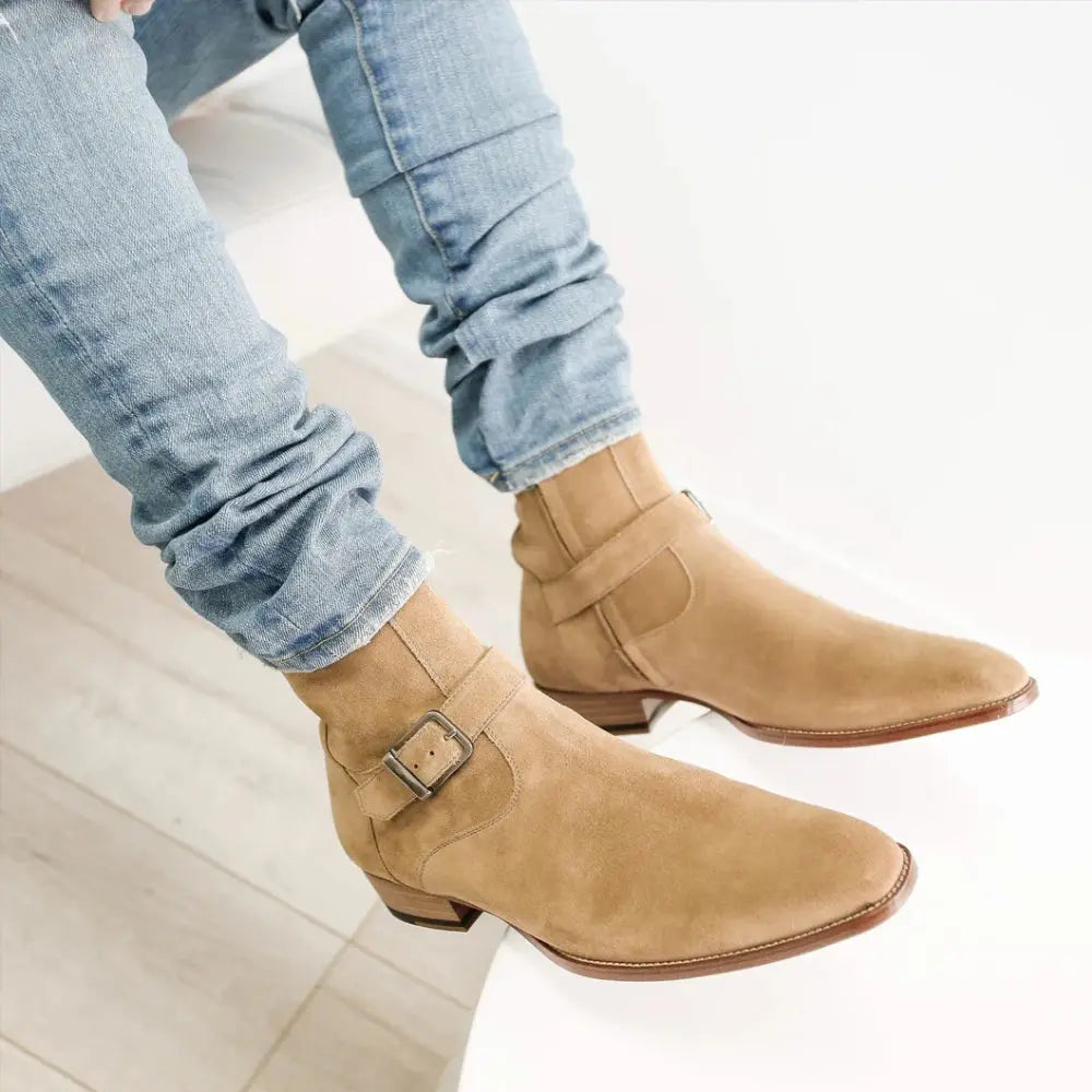 Beige Suede Jodhpur Boots for Men | Marcello Sarto