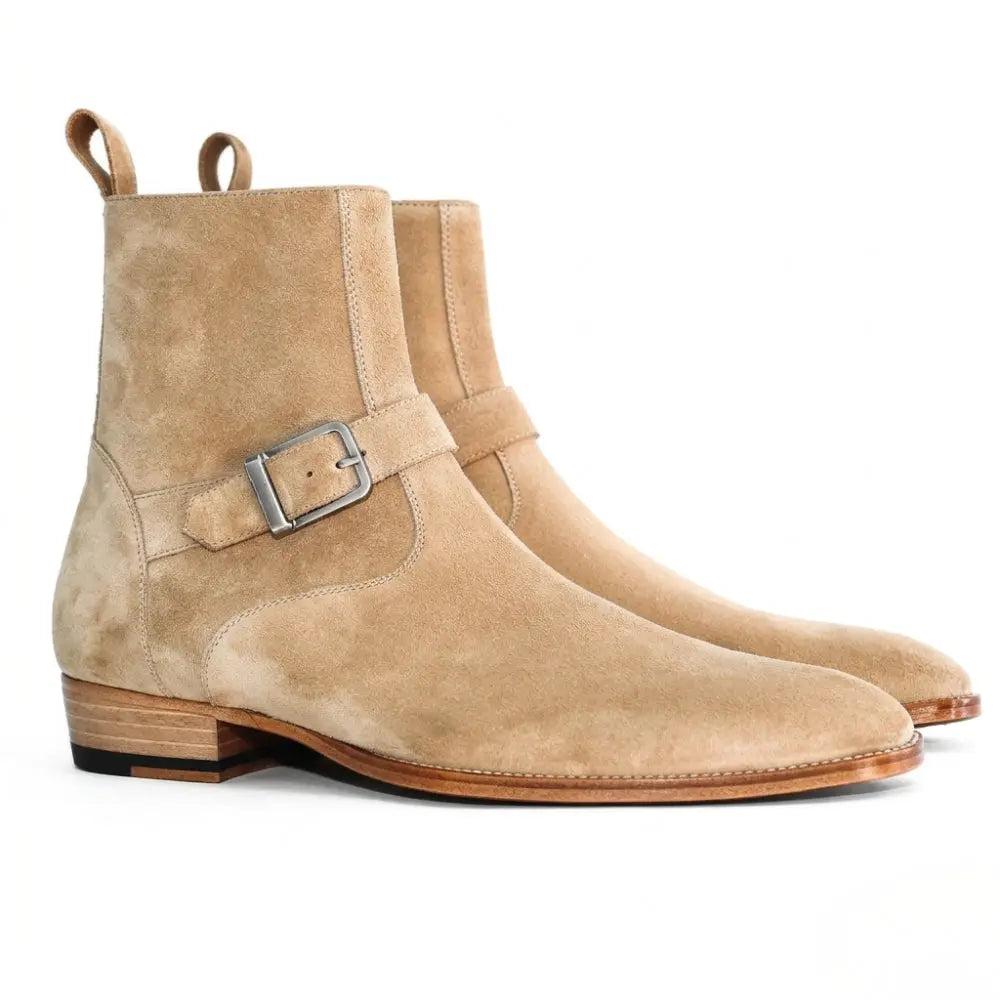 Beige Suede Jodhpur Boots for Men | Marcello Sarto