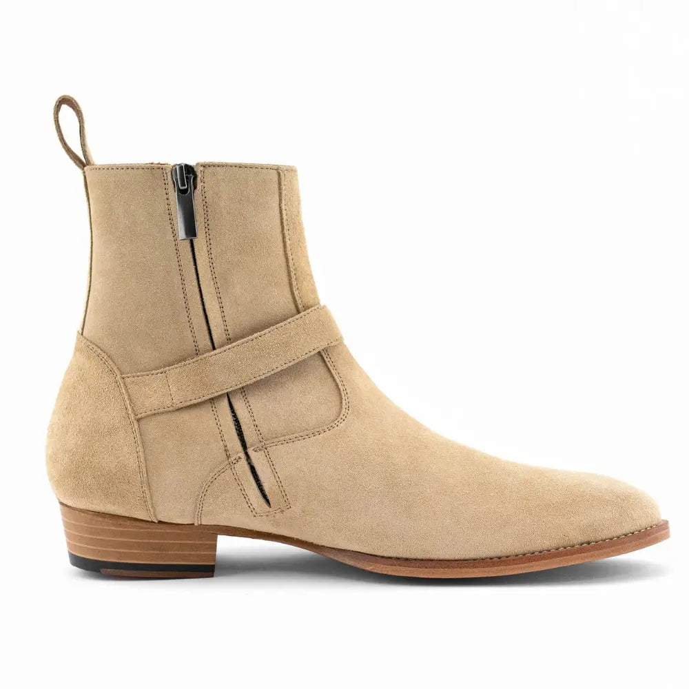 Beige Suede Jodhpur Boots for Men | Marcello Sarto