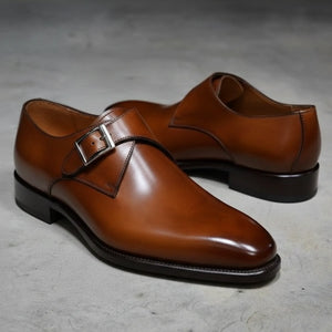 Brown Patina Monk Strap Shoes for Men, Handmade | Marcello Sarto