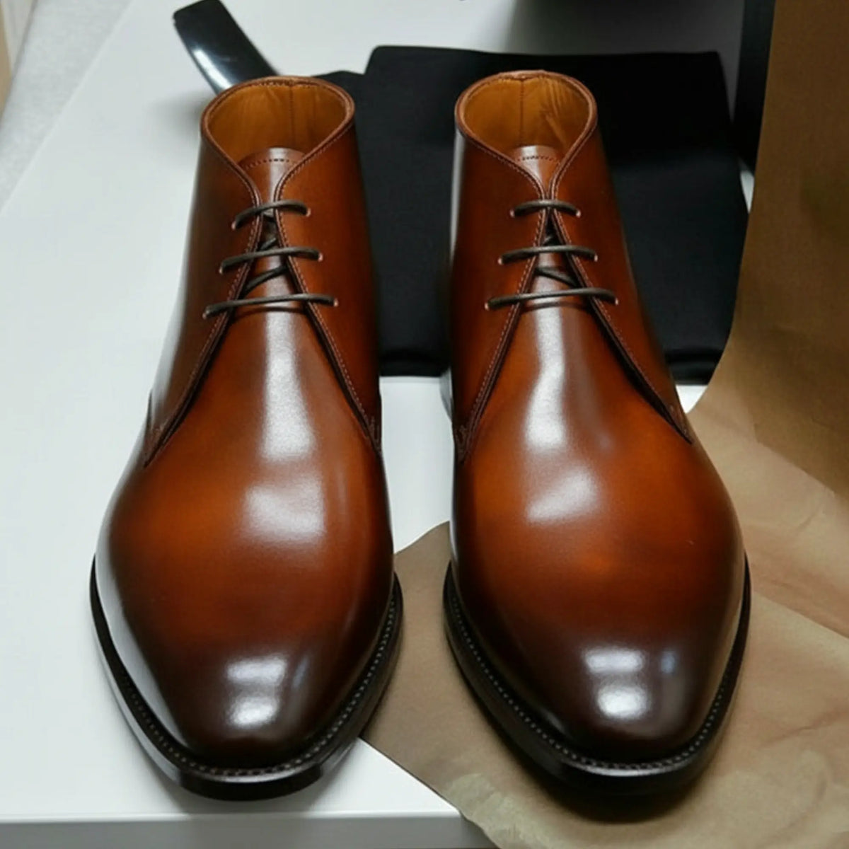 Brown Leather Chukka Boots for Men, Handmade | Marcello Sarto