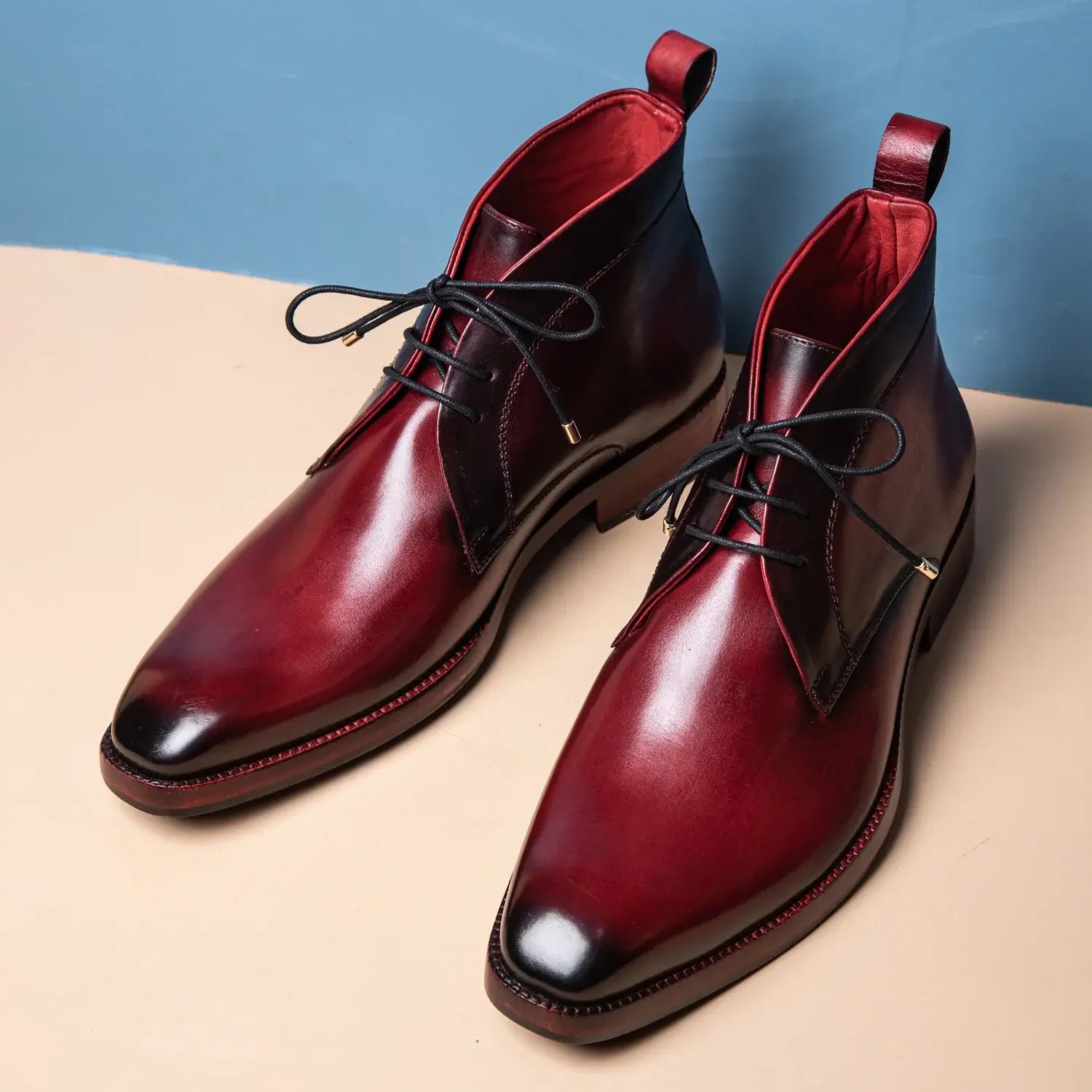 Wine Red Leather Chukka Boots for Men | Marcello Sarto