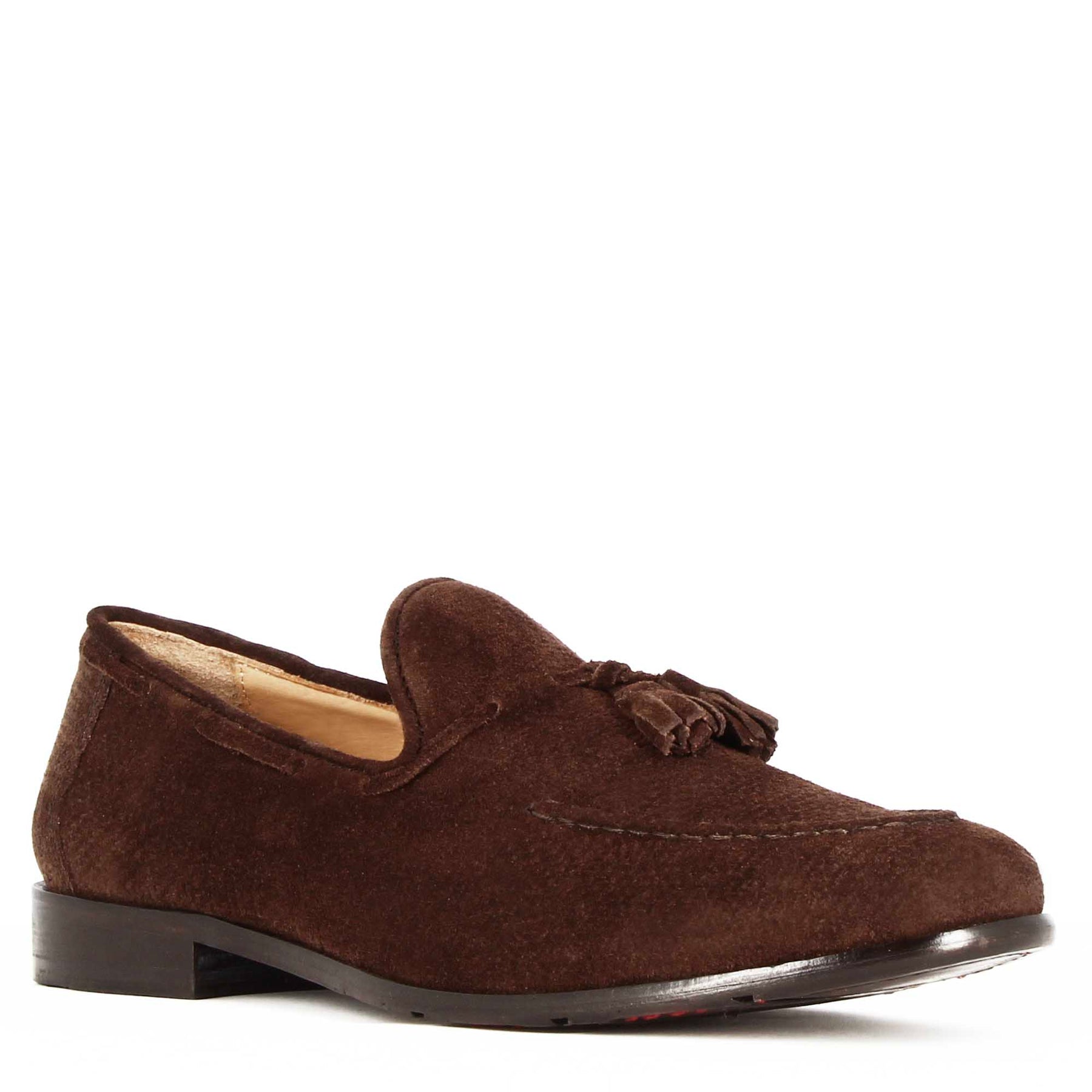 Handmade suede moccasin with brown tassels
